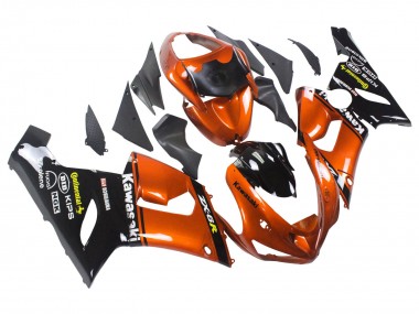 Custom 2005-2006 Kawasaki ZX6R Motorcycle Fairing - Orange Black