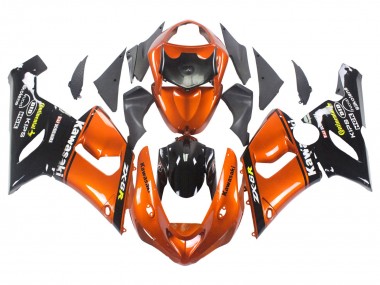 Custom 2005-2006 Kawasaki ZX6R Motorcycle Fairing - Orange Black