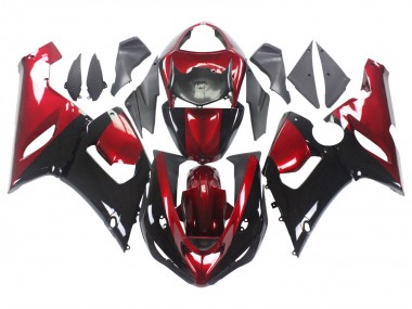 Custom 2005-2006 Kawasaki ZX6R Motorcycle Fairing - Red Glossy Black