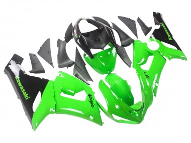 Custom 2005-2006 Kawasaki ZX6R Motorcycle Fairings - Green Black Ninja