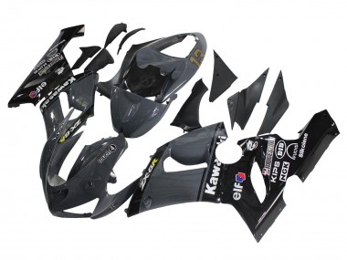 Custom 2005-2006 Kawasaki ZX6R Motorcycle Fairings - Dark Grey Black