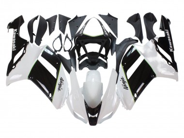Custom 2007-2008 Kawasaki ZX6R Motorcycle Fairings - Black White Ninja