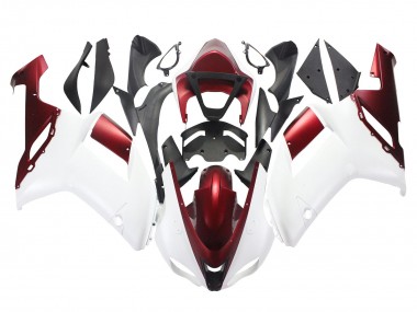 Custom 2007-2008 Kawasaki ZX6R Motorcycle Fairing - White Red