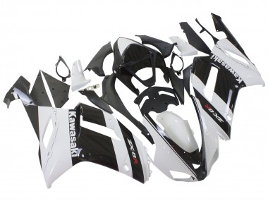 Custom 2007-2008 Kawasaki ZX6R Motorcycle Fairing - White Black