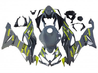 Custom 2019-2022 Kawasaki ZX6R Motorcycle Fairings - Nardo Grey Yellow