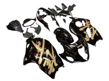 Custom 1996-2007 Suzuki GSXR 1300 Hayabusa Motorcycle Fairings - Glossy Black Gold Hayabusa