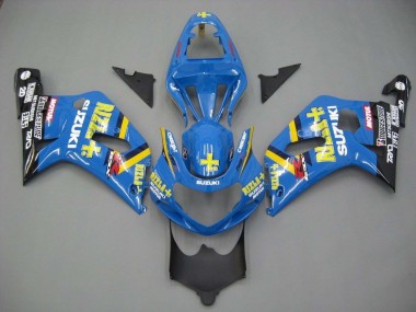 Custom 2001-2003 Suzuki GSXR 600 / GSXR 750 Motorcycle Fairings - Blue Yellow Black Motul Rizla