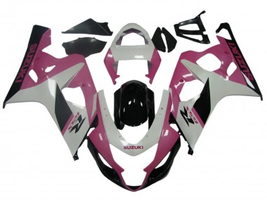 Custom 2004-2005 Suzuki GSXR 600 / GSXR 750 Motorcycle Fairings - White Pink Black