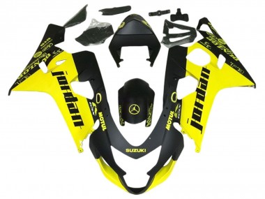 Custom 2004-2005 Suzuki GSXR 600 / GSXR 750 Motorcycle Fairings - Black Yellow Jordan