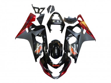 Custom 2004-2005 Suzuki GSXR 600 / GSXR 750 Motorcycle Fairings - Black Grey Red