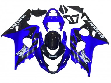 Custom 2004-2005 Suzuki GSXR 600 / GSXR 750 Motorcycle Fairings - Blue Black White Decal