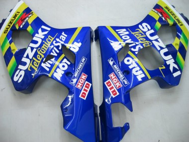 Custom 2004-2005 Suzuki GSXR 600 / GSXR 750 Motorcycle Fairings - Blue White Yellow Green Telefonica Motul MoviStar