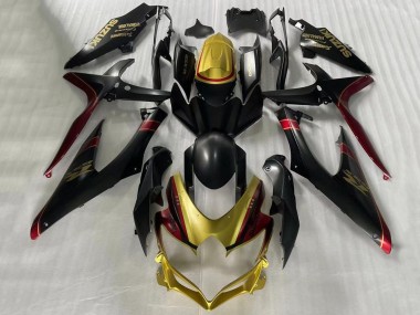 Custom 2006-2007 Suzuki GSXR 600 / GSXR 750 Motorcycle Fairings - Gold Matte Black Red