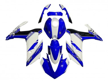 Custom 2015-2018 Yamaha YZF R3/R25 Motorcycle Fairings - White Blue Black Racing