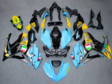Custom 2015-2018 Yamaha YZF R3/R25 Motorcycle Fairings - Light Blue Yellow Silver Black