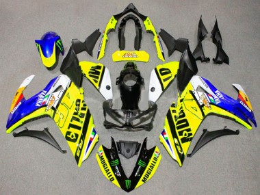 Custom 2015-2018 Yamaha YZF R3/R25 Motorcycle Fairings - Yellow Blue Black Monster