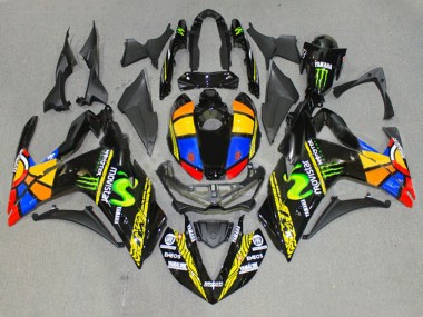 Custom 2015-2018 Yamaha YZF R3/R25 Motorcycle Fairings - Glossy Black Yellow White Blue ENEOS Monster MoviStar Color Wheel