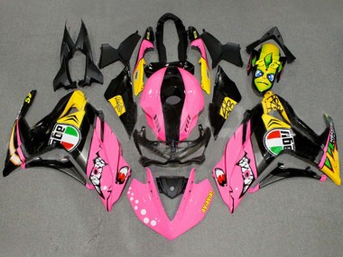 Custom 2015-2018 Yamaha YZF R3/R25 Motorcycle Fairings - Pink Yellow Black Shark 46