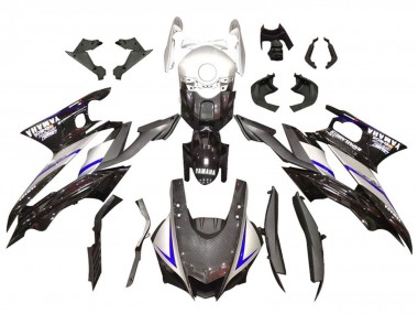 Custom 2019-2021 Yamaha YZF R3/R25 Motorcycle Fairings - Silver Glossy Black Carbon Fiber Style