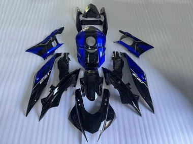 Custom 2022-2024 Yamaha YZF R3/R25 Motorcycle Fairings - Blue Glossy Black