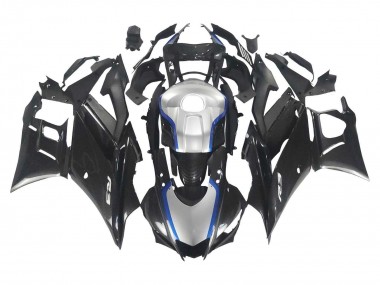 Custom 2022-2024 Yamaha YZF R3/R25 Motorcycle Fairings - Black Carbon Fiber Style Silver Blue