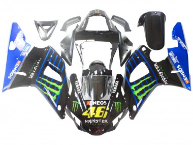 Custom 2000-2001 Yamaha YZF 1000 R1 Motorcycle Fairings - Blue Black Green Monster Yamalube ENEOS 46