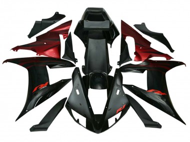 Custom 2002-2003 Yamaha YZF 1000 R1 Motorcycle Fairings - Red Black Flame