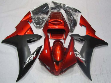 Custom 2002-2003 Yamaha YZF 1000 R1 Motorcycle Fairings - Red Matte Black