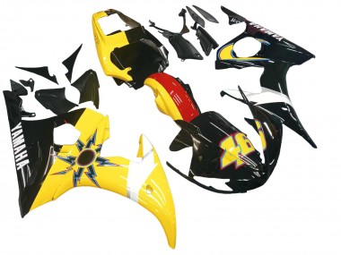 Custom 2003-2004 Yamaha YZF R6 Motorcycle Fairings - Yellow Red Glossy Black 46
