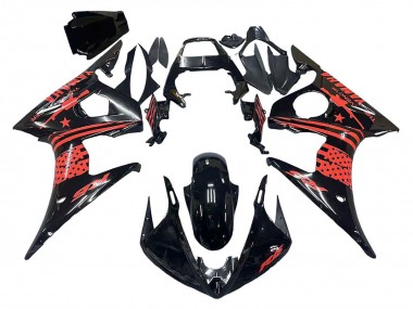 Custom 2003-2004 Yamaha YZF R6 Motorcycle Fairing - Glossy Black Red