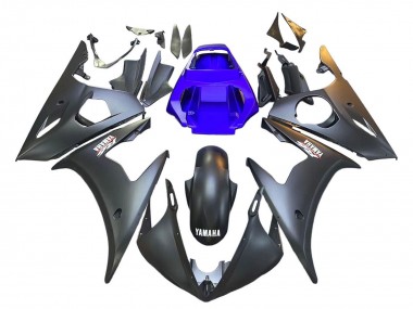 Custom 2003-2004 Yamaha YZF R6 Motorcycle Fairings - Blue Matte Black