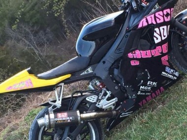 Custom 2003-2004 Yamaha YZF R6 Motorcycle Fairings - Yellow Pink Glossy Black Rossi Repsol 46
