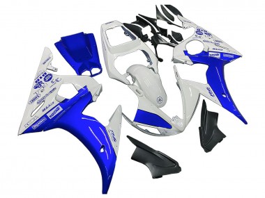 Custom 2003-2004 Yamaha YZF R6 Motorcycle Fairings - White Blue GYTR