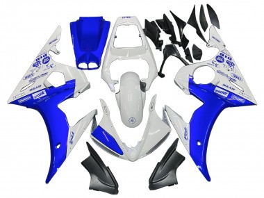 Custom 2003-2004 Yamaha YZF R6 Motorcycle Fairings - White Blue GYTR