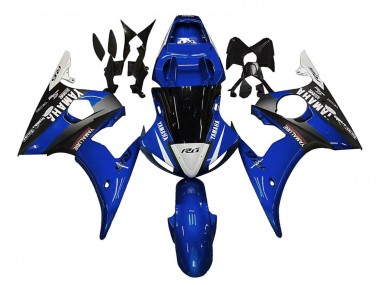 Custom 2005 Yamaha YZF 600 R6 Motorcycle Fairings - Blue White Black Yamalube