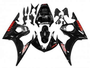 Custom 2005 Yamaha YZF 600 R6 Motorcycle Fairings - Black Red