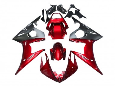 Custom 2005 Yamaha YZF 600 R6 Motorcycle Fairing Kits - Red Matte Black
