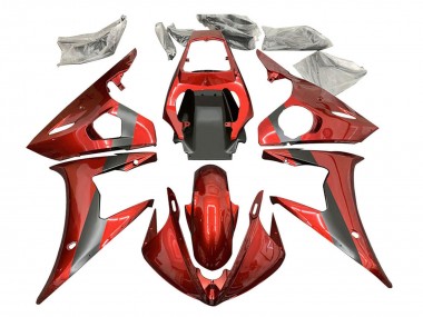 Custom 2005 Yamaha YZF 600 R6 Motorcycle Fairings - Red Matte Black