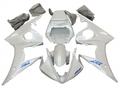 Custom 2005 Yamaha YZF 600 R6 Motorcycle Fairings - White Blue