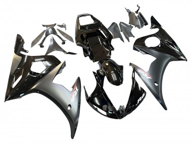 Custom 2005 Yamaha YZF 600 R6 Motorcycle Fairings - Glossy Black Matte Black Gold