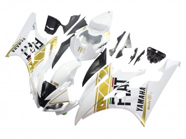 Custom 2006-2007 Yamaha YZF 600 R6 Motorcycle Fairings - White Gold Black Fiat