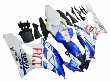 Custom 2006-2007 Yamaha YZF 600 R6 Motorcycle Fairings - White Blue Red Fiat Motul Michelin