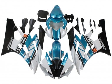 Custom 2006-2007 Yamaha YZF 600 R6 Motorcycle Fairings - White Blue Black Semakin Didepan ENEOS