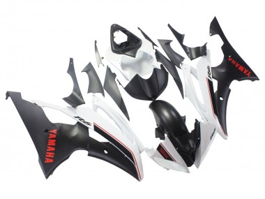 Custom 2008-2016 Yamaha YZF 600 R6 Motorcycle Fairings - White Matte Black Red Decals