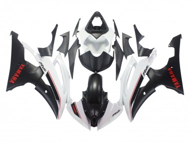 Custom 2008-2016 Yamaha YZF 600 R6 Motorcycle Fairings - White Matte Black Red Decals