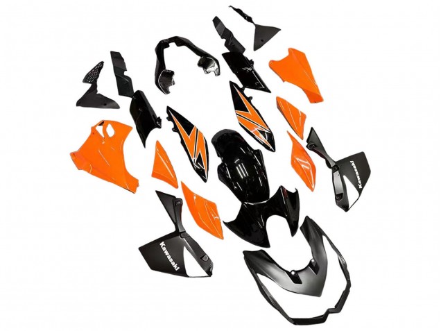 2010-2013 Kawasaki Z1000 Motorcycle Fairings - Orange Glossy Black