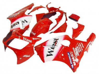 Custom 2000-2001 Kawasaki ZX12R Motorcycle Fairings - Red White Black West