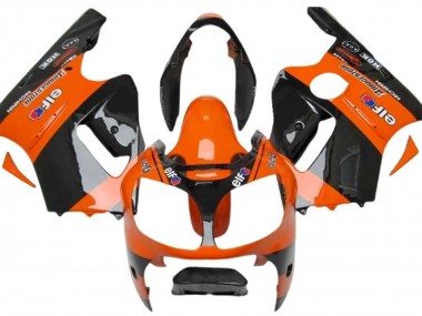 Custom 2000-2001 Kawasaki ZX12R Motorcycle Fairings - Orange Black Elf Michelin