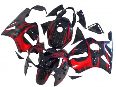 Custom 2000-2001 Kawasaki ZX12R Motorcycle Fairings - Glossy Black Red