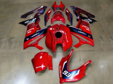 Custom 2019-2020 Honda CBR650R Motorcycle Fairings - Red White Dark Blue HRC Pull&Bear 93